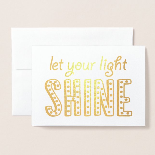 Carte Dorée Laissez Votre Lumière Briller Encouragement Chréti (Devant avec enveloppe)