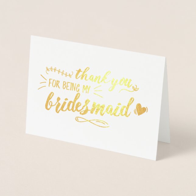 Carte Dorée Le charmant Merci de Bridesmaid (Devant)