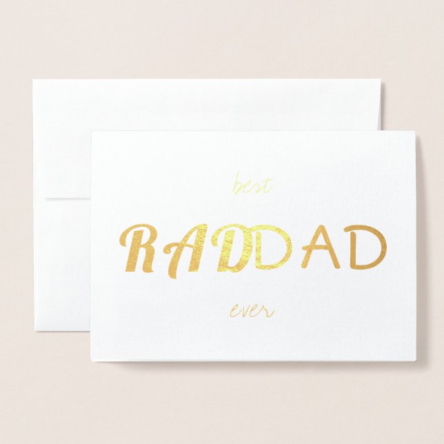 Carte Dorée Le Père moderne simple | Real Gold Foil RAD DAD (Devant avec enveloppe)