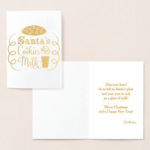 Carte Dorée Les cookies de père Noël et le lait Noël Whimsical