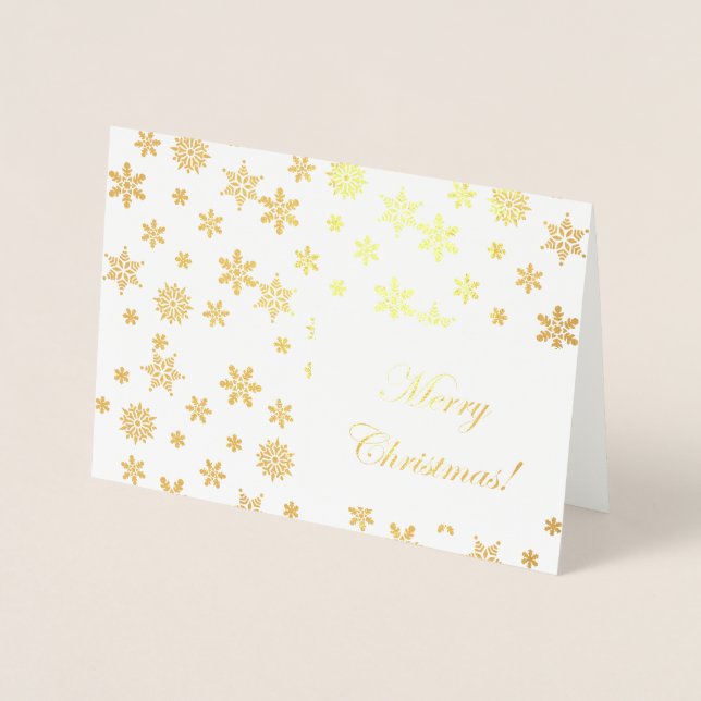 Carte Dorée Les flocons d'or Joyeux Noël ! (Devant)