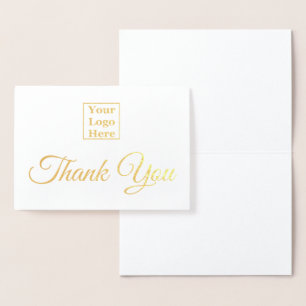 Carte Dorée Logo d'affaires Merci or et blanc élégant