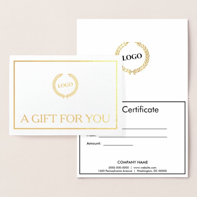 Carte Dorée Logo d'entreprise Certificat cadeau plié Gold (Affichage)