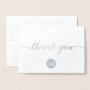 Carte Dorée Logo élégant pour entreprise en argent Merci Foil