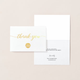 Carte Dorée Logo Entreprise Élégant Merci Petit Réel