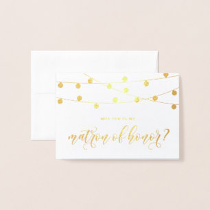 Carte Dorée Lumières de guirlande pour ma témoin de mariage