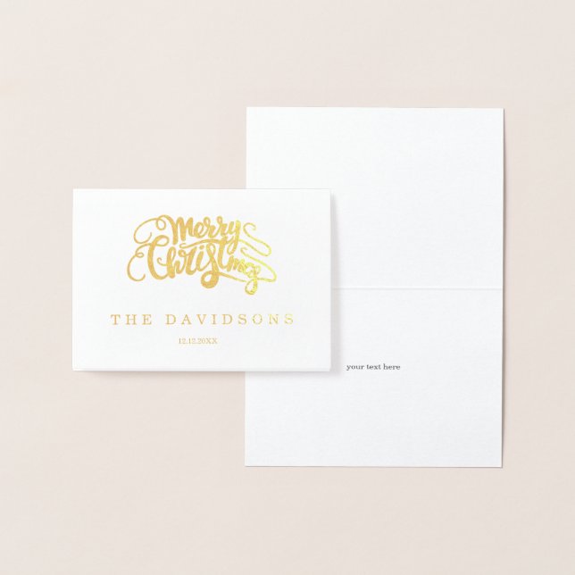 Carte Dorée Luxe Joyeux Noël Typographie Monogramme (Affichage)