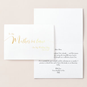Carte Dorée Ma belle-mère le jour de mon mariage Écriture élég