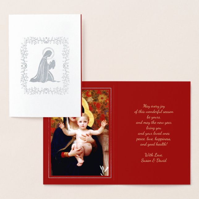 Carte Dorée Madone par W.Bouguereau Luxe Noël Réel (Affichage)