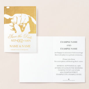 Carte Dorée Mains d'un couple Mariage coloré avec anneau