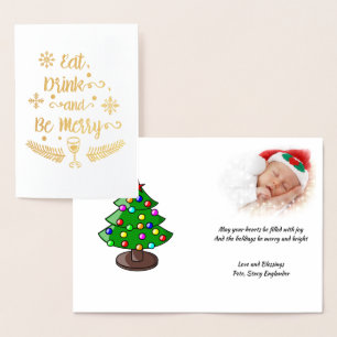 Carte Dorée Mangez, buvez et soyez joyeux, Fêtes de Noël, ZSSP