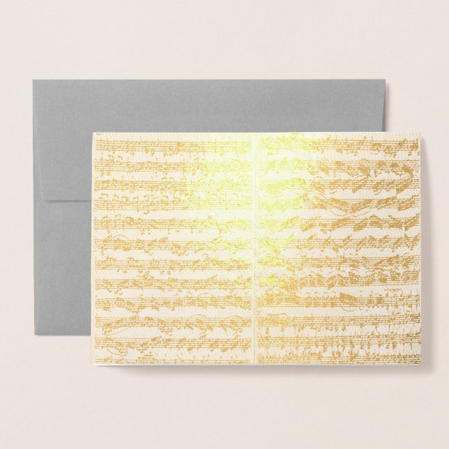 Carte Dorée Manuscrit musical Golden Bach Chaconne (Devant avec enveloppe)