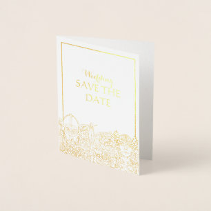 Carte Dorée Mariage de bois et de fríge Enregistrer la date Ca