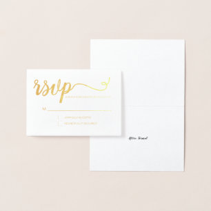 Carte Dorée Mariage de script RSVP en or simple élégant