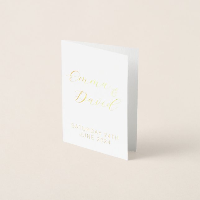Carte Dorée Mariage élégant personnalisé (Devant)