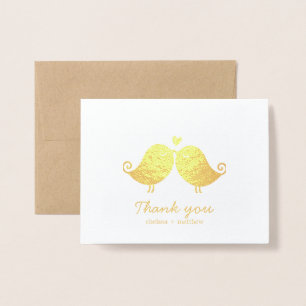 Carte Dorée Mariage Inséparables doux Merci photo