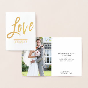 Carte Dorée MARIAGE THANKS couple nouvel amour manuel