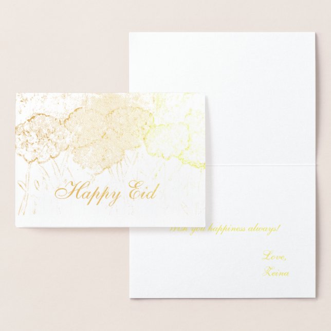 Carte Dorée meilleur élégant or floral heureux eid moubarak (Affichage)