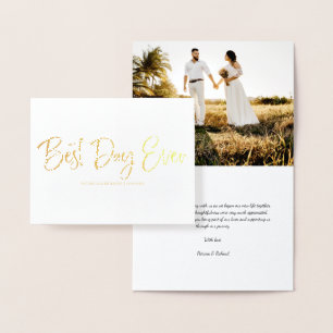 Carte Dorée Meilleure journée jamais mignon Merci Mariage Phot