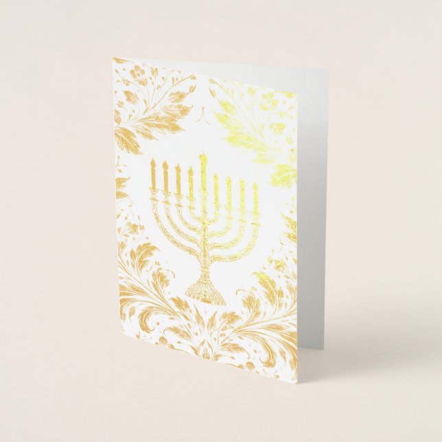 Carte Dorée Menorah de style William Morris complexe (Devant)