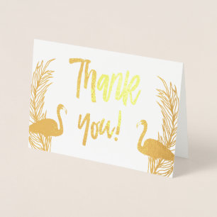 Carte Dorée Merci à huile d'or Flamants roses
