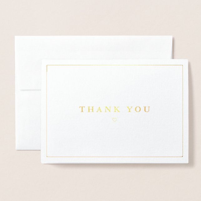 Carte Dorée Merci calligraphie simple Or (Devant avec enveloppe)