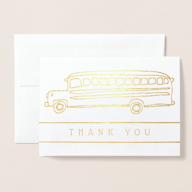 Carte Dorée Merci d'appréciation du conducteur de bus scolaire (Devant avec enveloppe)