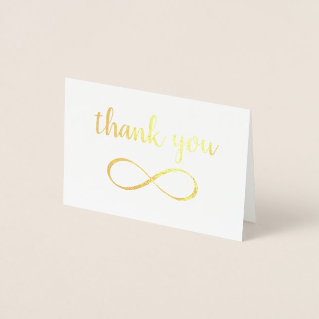 Carte Dorée Merci de calligraphie des symboles d'infini (Devant)