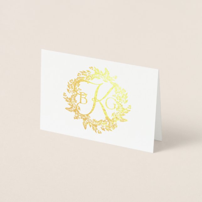 Carte Dorée Merci de couronne de monogramme (Devant)