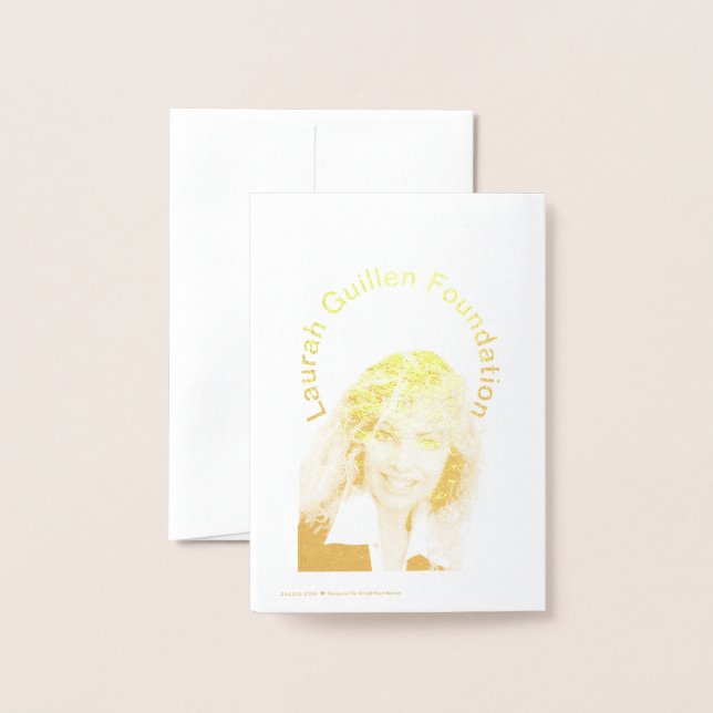 Carte Dorée Merci de la Fondation Laurah Guillen (Derrière avec enveloppe)
