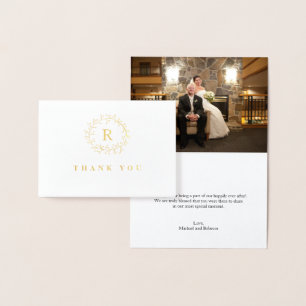 Carte Dorée Merci de mariage de guirlande de brindille et de