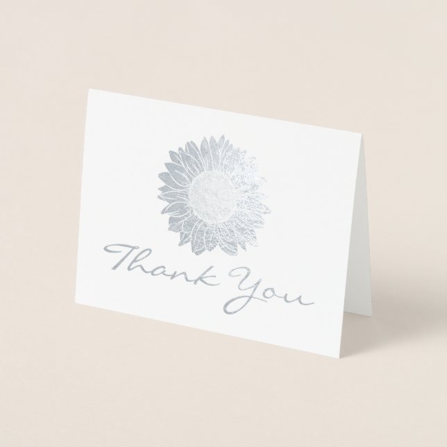 Carte Dorée Merci de Mariage de tournesol à huile d'argent rus (Devant)