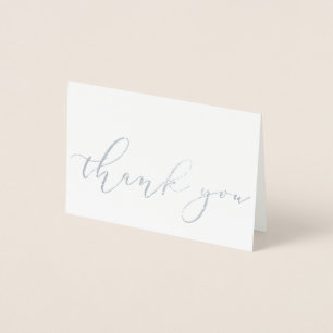 Carte Dorée Merci de script simple élégant en argent blanc