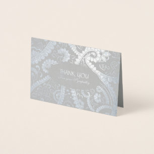 Carte Dorée Merci de sympathie de motif de Boteh Paisley de