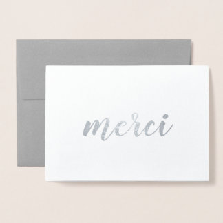 Carte Dorée Merci French Merci Brushstroke Script Argent