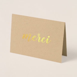 Carte Dorée Merci French Merci Brushstroke Script Gold