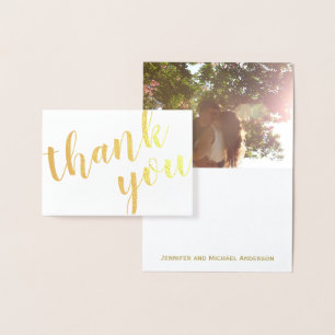 Carte Dorée Merci Gold Foil avec photo et nom