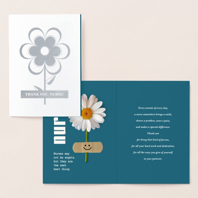 Carte Dorée Merci, infirmière. Smiling Daisy Luxury (Affichage)