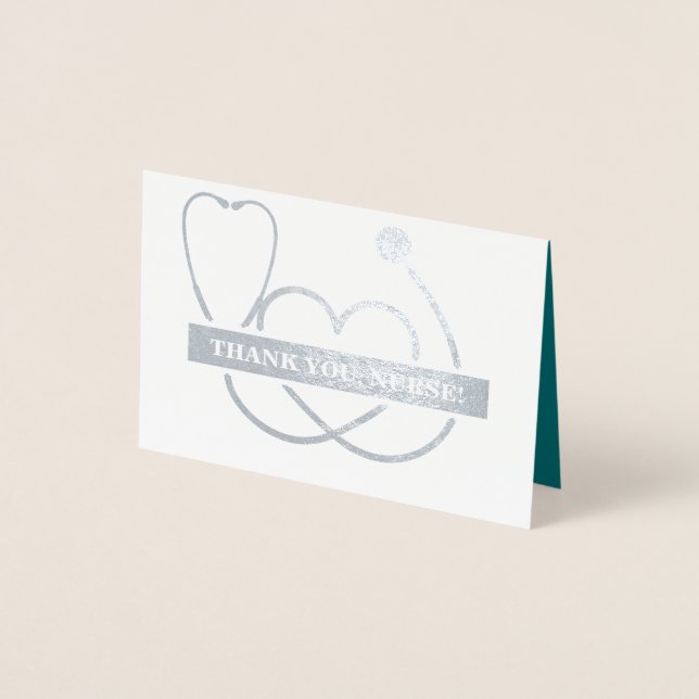 Carte Dorée Merci, infirmière. Stethoscope et luxe de margueri (Devant)
