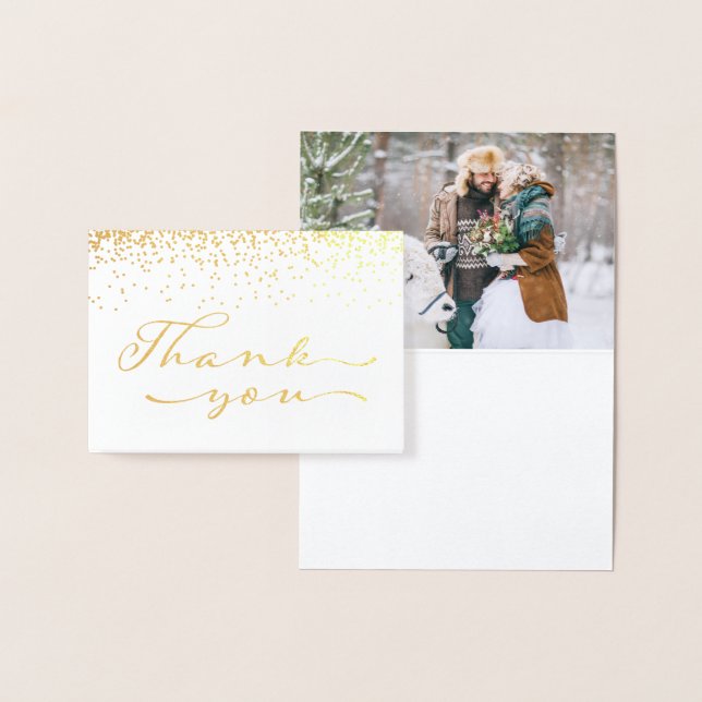 Carte Dorée Merci Mariage Gold Foil (Affichage)