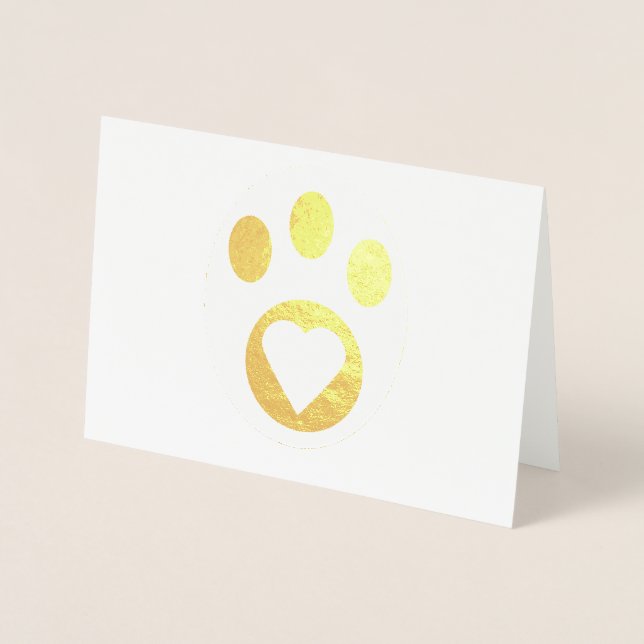 Carte Dorée Merci Meowy Chat Paw Coeur mou Personnaliser (Devant)