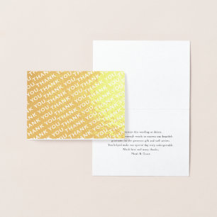 Carte Dorée Merci Motif Simple Typographie minimale pliée
