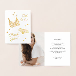 Carte Dorée Merci photo de la Fête des mariées de la Lingerie