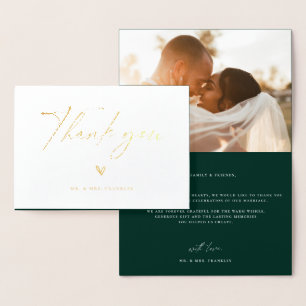 Carte Dorée Merci photo Mariage Boho Script moderne