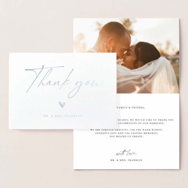Carte Dorée Merci photo Mariage Boho Script moderne (Affichage)