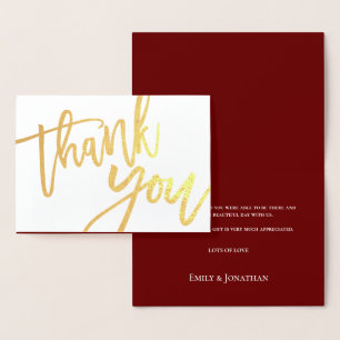 Carte Dorée Merci Script Mariage or de Bourgogne