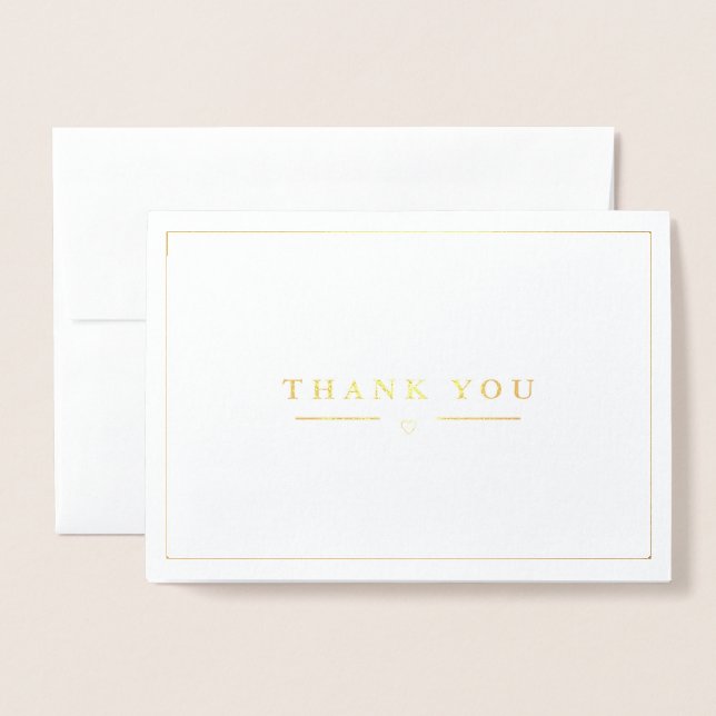 Carte Dorée Merci simple argent moderne (Devant avec enveloppe)