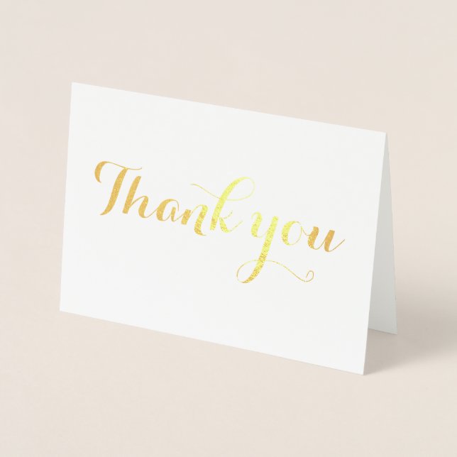 Carte Dorée Merci Simple Blanc Élégant Blanc tendance (Devant)