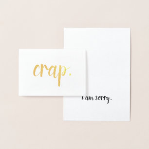 Carte Dorée merde je suis désolé feuille d'or