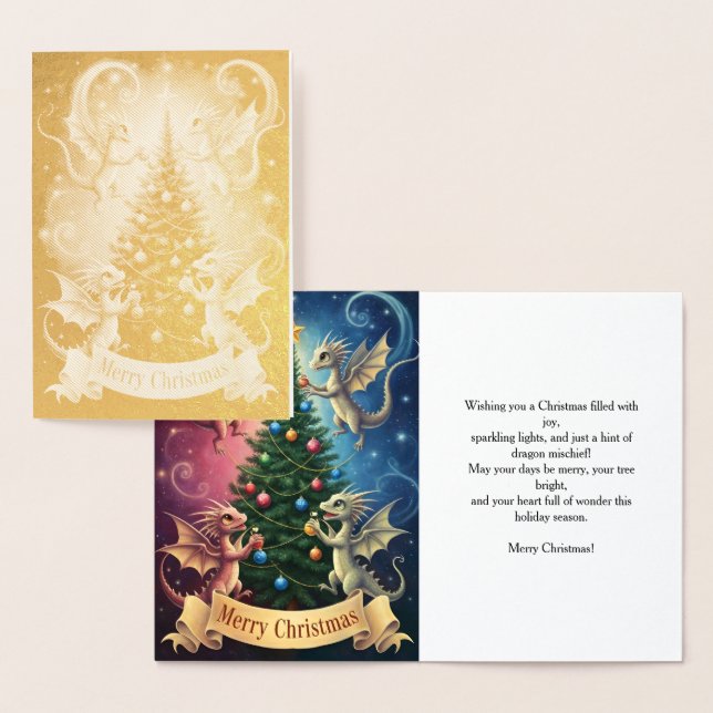 Carte Dorée Merry Christmas from the Ornament Dragons (Affichage)